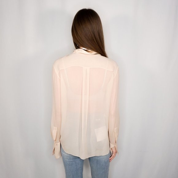 Chloé Embellished Beaded Trim Blush Pink Blouse - Picture 4 of 7
